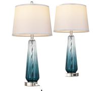 CXYWBD Lampada banco Touch con Porte USB A+C, dimmerabile a Vie, con tonalità di Lino Bianca la Decorazione del Domestico Adatto per camere da Letto, Soggiorno, uffici, Libro (Verde Acqua (2