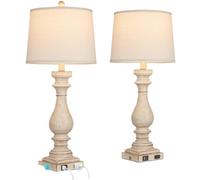 CXYWBD Lampada Tavolo Alta Vintage con Porta di Ricarica e Presa CA, Controllo del Tocco dimmerabile, Camera Pacchetto Beige 2 Adatto per camere da Letto, Soggiorno, uffici, Libro