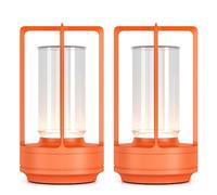 CXYWBD Lampada Tavolo in Metallo Portatile, Batteria fotoelettrica a Fasi alimentata, Ricaricabile, Interno/Esterno (Set Arancione di 2) Adatto per camere da Letto, Soggiorno, uffici, Libro
