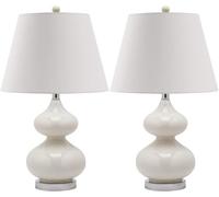 CXYWBD Lampada Tavolo in Vetro Doppia Zucca Moderna Pollici Perle Pacchetti con lampadine a Camera Comodino scrivania Ufficio Adatto per camere da Letto, Soggiorno, uffici, Libro Set 2