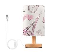 CXYWBD Lampada Tavolo LED Moderna Base in Legno massello e Paralume di Lino con Porto USB Comodino Camera dormitorio per Adatto a camere da Letto, Soggiorno, uffici, Libro (beige6)