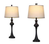 CXYWBD Lampada Tavolo Minimalista Moderna con Controllo Tre Vie Base in Metallo Camera e Ufficio, Compresa la Lampadina a LED Adatta per camere da Letto, Soggiorno, uffici, Libro (Set Nero di 2)