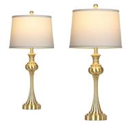 CXYWBD Lampada Tavolo Moderna con Controllo Tre Vie Base in Metallo Camera e Ufficio, Compresa la Lampadina a Adatta per camere da Letto, Soggiorno, uffici, Libro (Set d'oro di 2)