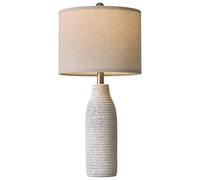 CXYWBD Lampada Tavolo Semplice 25 Pollici Moderna, tonalità Lino a Base di Ceramica, con Interruttore Rotante, Camera Adatto per camere da Letto, Soggiorno, uffici, Libro (Pacchetto -1)