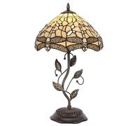 CXYWBD Lampada Tavolo Vetro colorato 19 Pollici con Base Resina in Bronzo e Lame Metallo la Camera Decorazione Lettura Adatto per camere da Letto, Soggiorno, uffici, Libro (Stile di padiglioni Ambra)
