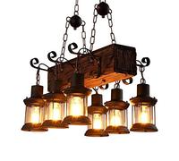 CXYWBD Lampadario retrò Lampada Ciondolo Vintage Industriale 7 Teste Marcia Metallo Ristorante Camera da Letto appesa Altezza della Luce Regolabile Nostalgia in Ferro di Decorazione del Illuminazione