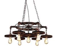 CXYWBD Lampadario retrò Lampada Ciondolo Vintage Industriale 7 Teste Marcia Metallo Ristorante Camera da Letto appesa Altezza della Luce Regolabile Nostalgia in Ferro di Decorazione del Illuminazione