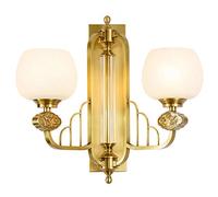 CXYWBD Lamps Compatible with Living Room Chinese Double-Headed LED Copper Lamp Background Wall Bedroom,