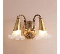 CXYWBD Lamps Full Copper Glass Mirror Sconces Ba Throom Makeup Dressing Lamp Light E14 Flower Shape Wall Lights Beautiful Bar Bedroom,One Color-2 Heads