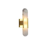 CXYWBD Lamps Sconces Marble SconceIndustrial 2-Lights Brushed Brass Lamp Oval Decor Wall Light Fixture for Vanity Bedside Restaurant-Copper.,Copper.-10x35cm