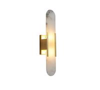 CXYWBD Lamps Sconces Marble SconceIndustrial 2-Lights Brushed Brass Lamp Oval Decor Wall Light Fixture for Vanity Bedside Restaurant-Copper.,Copper.-10x50cm