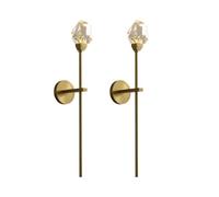 CXYWBD Lamps Sconces Mid Century Crystal Lighting Fixtures with Full Copper Finish 3 Dimming LED Hardwired Wall Lamps,One Color-2 Pack