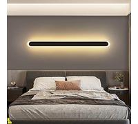 CXYWBD LED Wall Lamp Nordic Style Linear Aluminum Indoor Background for Bedside Hallway Stairs 100CM White/Neutral Light,Black, Warm White-120CM, 50W