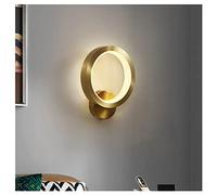 CXYWBD Light Sconces Round Shape Copper Concise Crystal Lampshade Indoor Fixture Creative Wall Lamp for Home Bedroom Bedside,