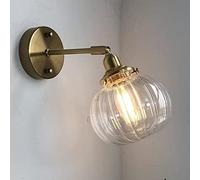 CXYWBD Lights Lamp Pumpkin Glass Shade Lantern Vintage Retro Copper Wall Lighting Fixture Bar Kitchen,Clear