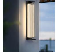 CXYWBD Luci a Strisce Lunghe Esterni LED, Moderna Lampada Parete in Alluminio IP65, Illuminazione Esterna acrilica Nera per la del corridoio Giardino Camera Letto Calda da 3000k (45 cm 12w) ambizione