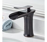 CXYWBD Miscelatore per lavabo a Cascata Nero con Maniglia monocomando Rubinetto per lavabo a Cascata Calda e Fredda per lavabo Piccolo