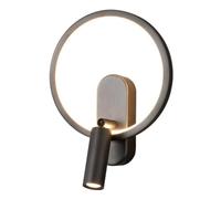 CXYWBD Nordic 12W LED Lamp with Rotatable Spotlights Copper Ring Shape Mounted Lighting Bedroom Bedside Living Room Indoor Wall Light,B