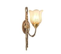 CXYWBD Nordic Light Luxury Glass Lamps with E14/E12 Base Full Copper Sconces Creative Vintage Single Double Head Background Wall Bedroom Bedside,One Color-Style 1