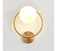 CXYWBD Nordic Minimalist Globe Glass Shade Light Metal Ring Circular Art Home Decor Lamp E27 Socket Wall Mount Lighting Fixture,Gold+White