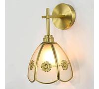 CXYWBD Nordic Vintage Luxury Full Copper Glass Lamps Gold Creative Bedroom Bedside Sconces with E26/E27 Base Wall Light for Home Decoration Corridor,One Color-Shape3