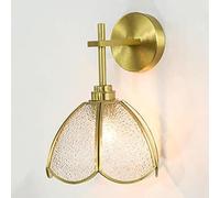 CXYWBD Nordic Vintage Luxury Full Copper Glass Lamps Gold Creative Bedroom Bedside Sconces with E26/E27 Base Wall Light for Home Decoration Corridor,One Color-Shape2