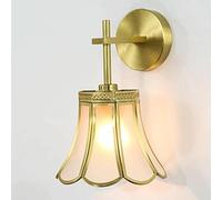 CXYWBD Nordic Vintage Luxury Full Copper Glass Lamps Gold Creative Bedroom Bedside Sconces with E26/E27 Base Wall Light for Home Decoration Corridor,One Color-Shape4