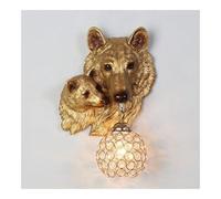 CXYWBD Prononi murali della Testa del Lupo Creativo Perile Animali Simpatici Light Nordic Resin Wall Lamp con Ombra di per Soggiorno Camera da Letto Villa Hotel corridoio T-155