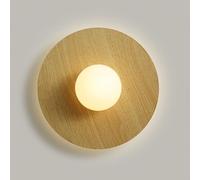 CXYWBD Round Light Fixture 7W LED Lamp Bedroom Living Study Dining Room Stairs Porch Hall Wall Sconces-3 ModeIndoor with,Wood Color