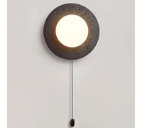 CXYWBD Round Natural Stone Lamps Zipper Background Living Sconces Personality Black G9 Base Wall Light for Corridor Room Kitchen,Shape1