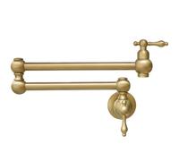 CXYWBD Rubinetto da Cucina Pieghevole a Parete in Ottone Dorato con lavandino Singolo Freddo, beccuccio Pieghevole Girevole e Bracci oscillanti a Doppio snodo per lavandino del Bagno