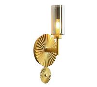 CXYWBD Sconces Lamp Transparent/Amber/Gray Glass Lampshade Lighting - Nordic Copper Long Arm Wall Lamps with Gold Round for Living,Smoke Gray
