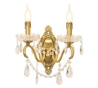 CXYWBD Sconces Lamps Indoor Copper Crystal Decorative Bedroom Bedside Living Room Double Head Candle Holder Lighting Lamp Wall,