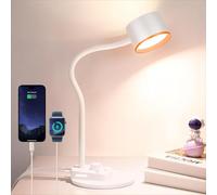 CXYWBD scrivania LED in Metallo, Completamente dimmerabile, con Porte Ricarica USB C Colori, Lampada Collo di Cero 12 W, Camera Ufficio a casa Adatto per camere da Letto, Soggiorno, uffici, Libro ()