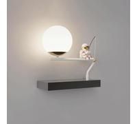 CXYWBD Semplice Creativo Creative per Bambini Lampada Resina Astronauta Scontro Sfondi Luci in Metallo Light 3000k White Nordic Alluminio Nordico Aluminazione a Parete Sfera di Vetro Paramme Wall SC