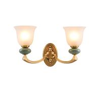 CXYWBD Study Aisle Copper Glass Corridor Sconces Unique Single or Double Wall Light Fixtures E27 Lamp Head Replacement,