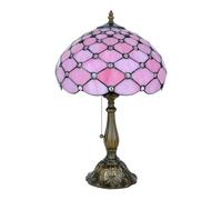 CXYWBD Tavolo Color Vintage, la scrivania del Comodino Decorazione della Lampada in Camera Adatto per camere da Letto, Soggiorno, uffici, Libro (Vetro Rosa+Perle Trasparente)