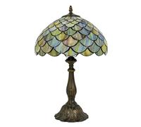 CXYWBD Tavolo in Vetro Color Vintage, la scrivania del Lampada Lettura Decorazione Camera Ufficio Adatto per camere da Letto, Soggiorno, uffici, Libro (Scale di Pesce Verde)