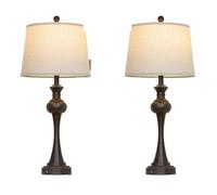 CXYWBD Tavolo Moderna Vie Set di 2 Pezzi con Porte USB A+C, Paralume in Tessuto Beige per Lampada Comodino Adatto a camere da Letto, Soggiorno, uffici, Libro (Marrone)