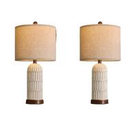 CXYWBD Tavolo Vintage, Lampada Camera in Stile Bohémien con Porto di Ricarica USB A+C, Beige e Pacchetto Marrone 2 Adatti per camere da Letto, Soggiorno, uffici