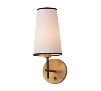 CXYWBD Vintage Antique Brass Finish Light Retro White Cylinder Fabric Shade Lamp Gold Wall Home Decor Lighting Fixture E12 Mid Century Bathroom Vanity,
