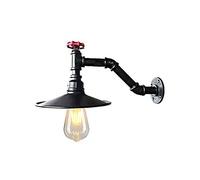 CXYWBD Vintage Industrial Lighting E27 Lamp Fixture Steampunk Water Pipe Light Headboard Lights Entryway Living Room Hallway Porch Wall Lantern,Black