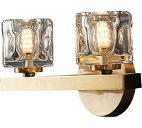 CXYWBD Wall Light Post- Minimalist Indoor Lighting Fixture all-Copper Crystal Glass Lampshade Corridor Bedroom Decor Bedside Lamp Single/Double Wall,One Color-Double Head