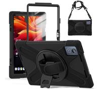 Cxzaqwer Custodia per Lenovo Tab K11 Plus da 11,5" TB-352FU/TB-352XU, antiurto, di grado militare, con pellicola protettiva per schermo, cinturino per penna, tracolla, nero Sakura