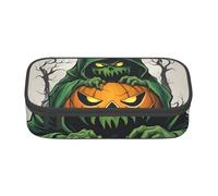 Cxzmnba 1 astuccio per ragazzi e ragazze, essenziale per il rientro a scuola, per studenti, motivo: zucca di Halloween, fantasma verde, Nero , Taglia unica, Organizer per borse