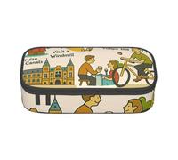 Cxzmnba Amsterdam See Travel GUI Astuccio per ragazzi e ragazze, essenziale per il rientro a scuola, materiale per studenti, astuccio per matite, Nero , Taglia unica, Organizer per borse