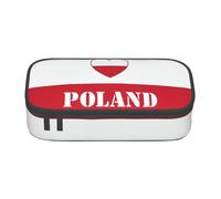 Cxzmnba Astuccio con bandiera della Polonia per ragazzi e ragazze, essenziale per il rientro a scuola, per studenti, astuccio per matite, Nero , Taglia unica, Organizer per borse