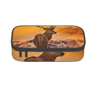 Cxzmnba Astuccio con corna di cervo rosso per ragazzi e ragazze, essenziale per il rientro a scuola, materiale per studenti, astuccio per matite, Nero , Taglia unica, Organizer per borse