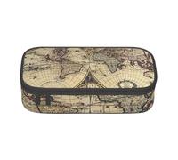 Cxzmnba Astuccio con mappa antica del mondo per ragazzi e ragazze, essenziale per il rientro a scuola, materiale per studenti, astuccio per matite, Nero , Taglia unica, Organizer per borse