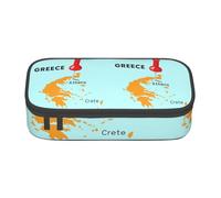 Cxzmnba Astuccio con mappa della Grecia, per ragazzi e ragazze, essenziale per il rientro a scuola, materiale per studenti, astuccio per matite, Nero , Taglia unica, Organizer per borse